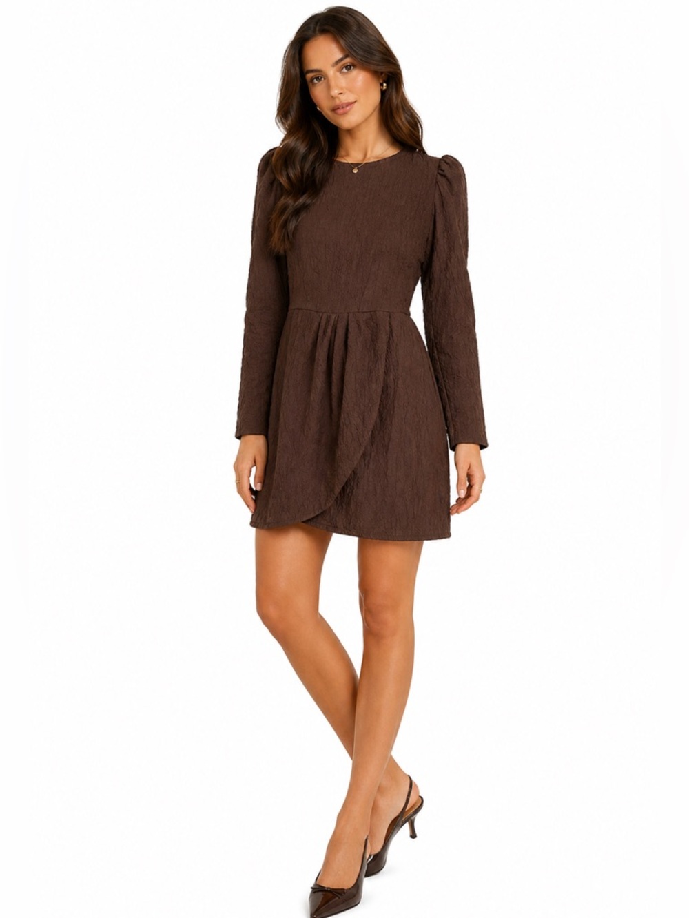 Vero Moda Brown Mini Dress Long Sleeve Minimalist Forest Fairy Wedding Small